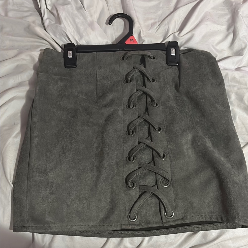 Stylish Gray Lace-Up Skirt